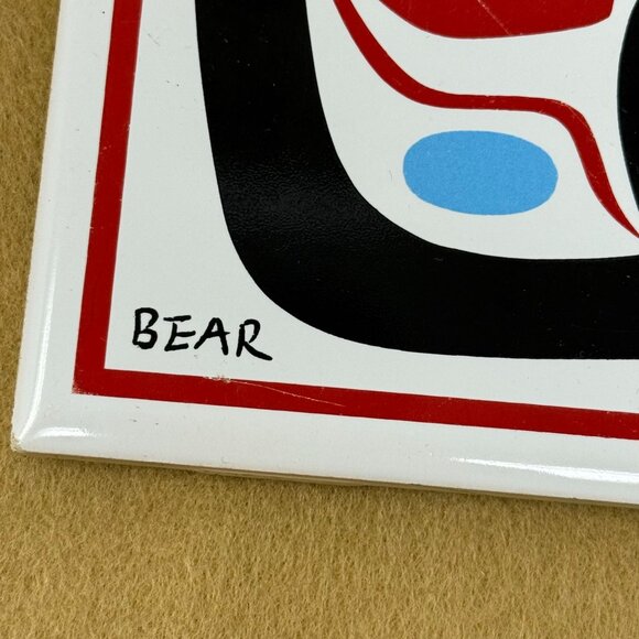 Northwest Pacific Coast Art Ceramic Tile Henry Robertson Bear 6" Cork Haisla - Picture 3 of 8